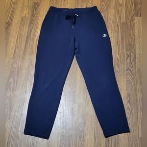 Men's Navy Champion Sweatpants Medium Running Joggers Athletic Lounge Pants D16